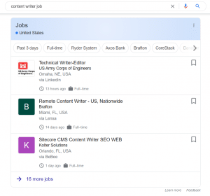 Job posting rich result example